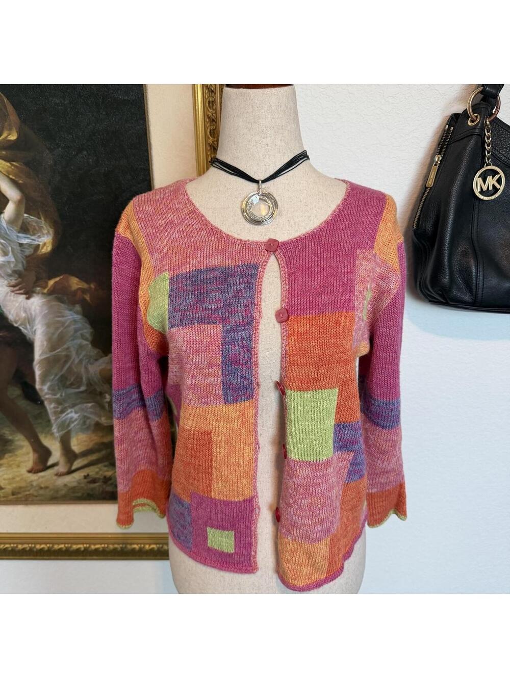 Vintage Whimsi Colorful Patchwork Fall Cardigan